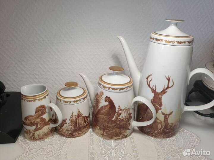 Сервиз. Охота. Прорезной фарфор. Германия