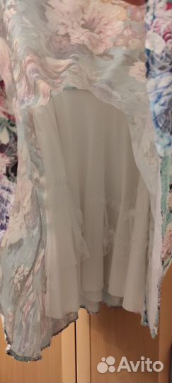 Платье бирюзовое в цветы (жаккард)