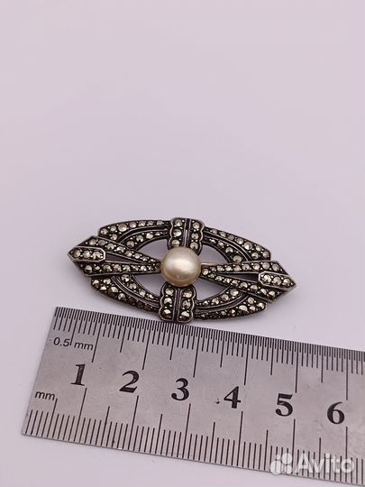 Брошь серебро 925 проба марказиты, первая полови