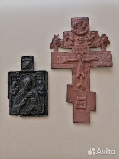 Крест Плашка меднолит 19век