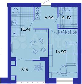 1-к. квартира, 48,4 м², 8/9 эт.