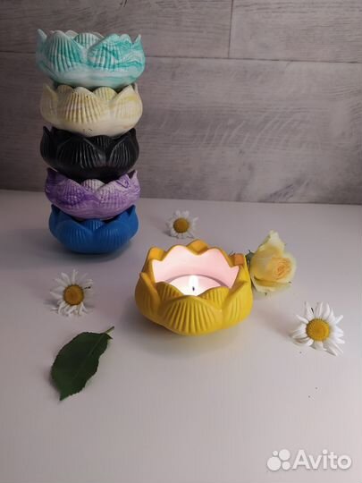 Набор: подсвечник+ 2 свечи из гипса