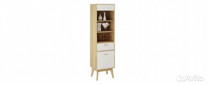 Шкаф-витрина Ковентри 50х40х185 белый матовый/дуб