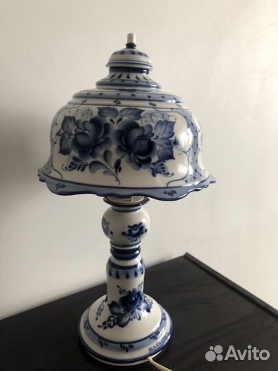 Гжель Авторская работа Настольная лампа СССР
