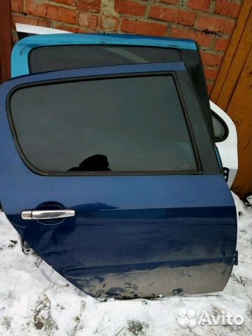 Дверь пежо 307 синяя задняя правая