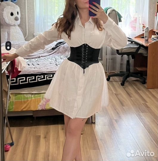 Платье рубашка белое