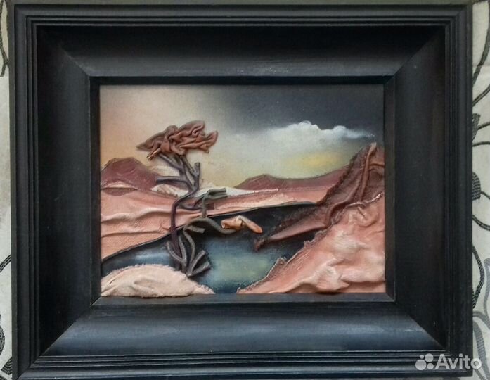 Картина из натуральной кожи ручная работа