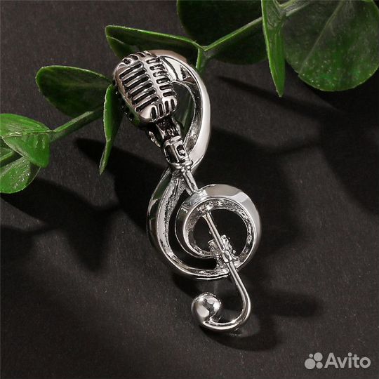 Брошь Скрипичный Ключ серебро Винтаж