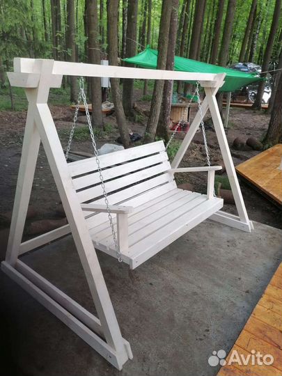 Садовые качели деревянные, ручной работы