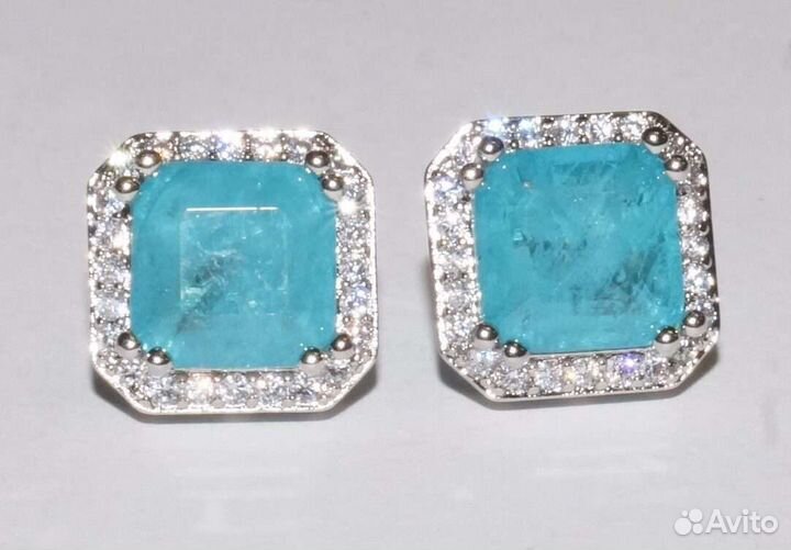 Серьги и кольца с турмалином Параиба (ситалл)