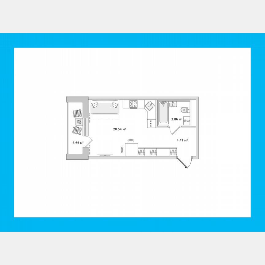Квартира-студия, 28,9 м², 9/21 эт.