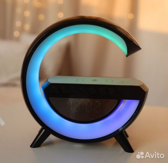 Ночник блютуз колонка 7 в 1, часы, зарядка