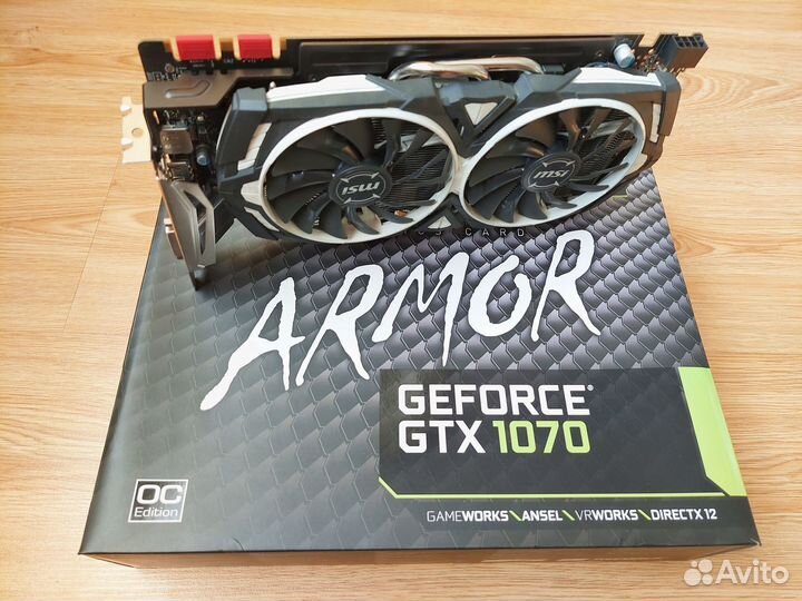 Видеокарта MSI GTX 1070 armor 8gb ос