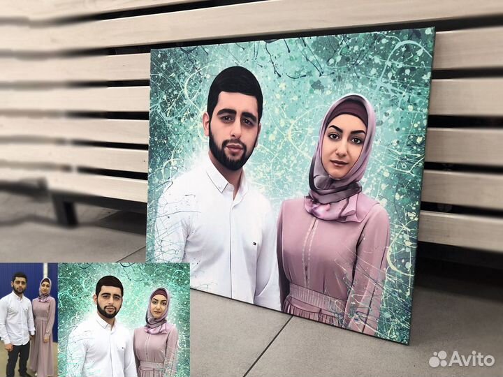 Портрет по фото на холсте