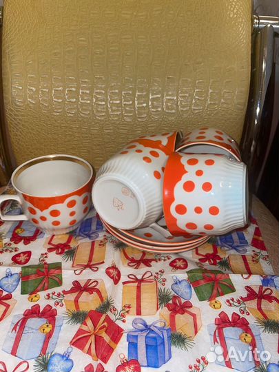Чайная пара 5 кружек и 3 блюдца