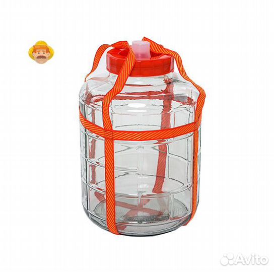 Стеклянная банка для брожения с гидрозатвором, 25л