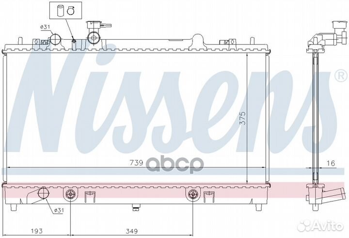 Радиатор mazda 6 2.3 AUT. 02- 62465A Nissens