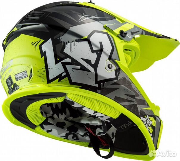 LS2 Мотошлем MX437 fast crusher (зеленый)