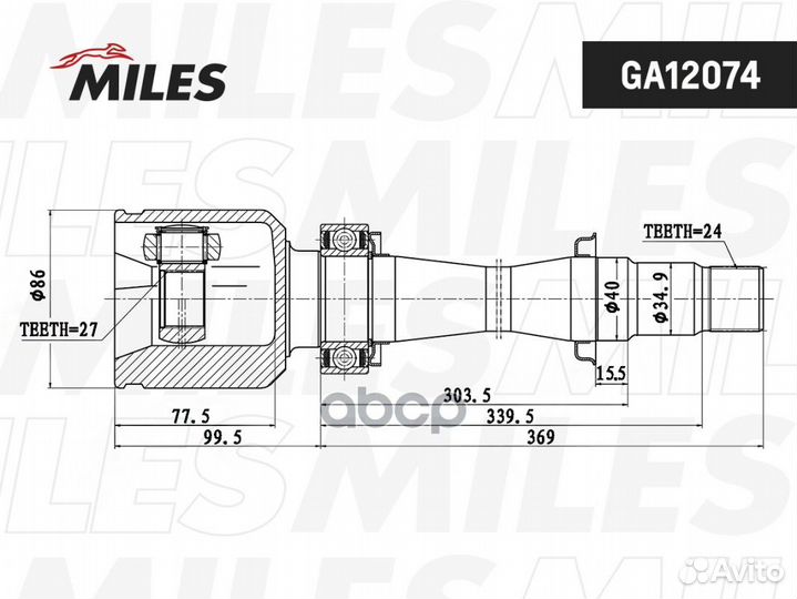 ШРУС внутренний правый toyota camry IV-V V30/V4