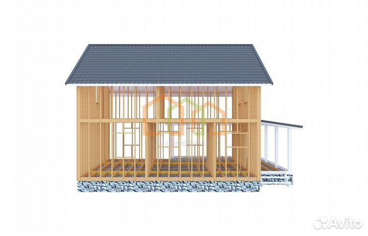 Каркасный дом 10х10 без отделки с мансардой