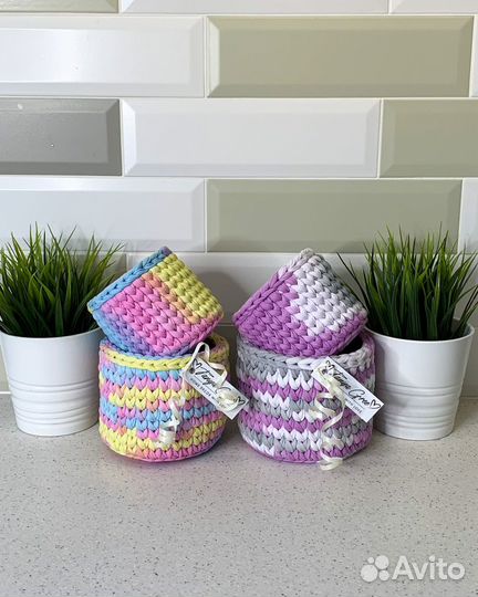 Вязаные корзинки набор