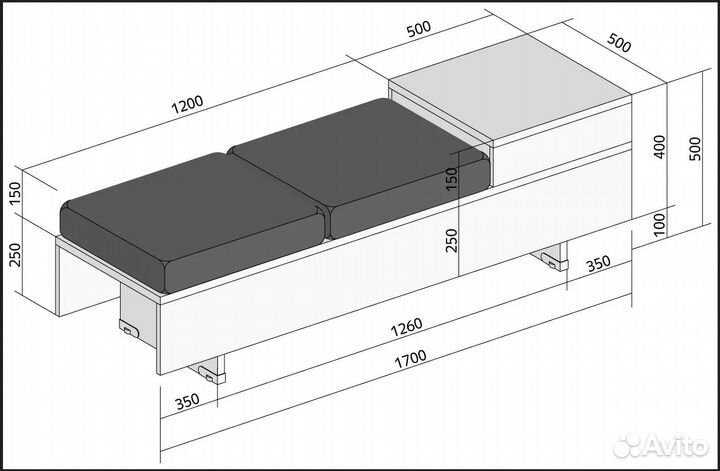 Скамья для брендированного пвз Яндекс Маркет