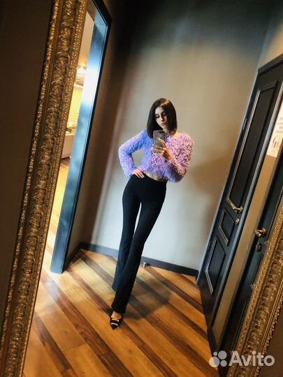 Топ Zara s с имитацией перьев