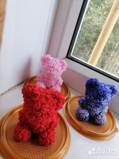 Мишка из роз. Мыло ручной работы