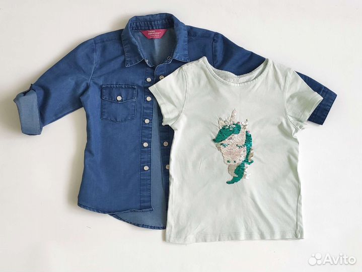 Вещи на девочку 6шт 98-104р флиска h&m, штаны и др