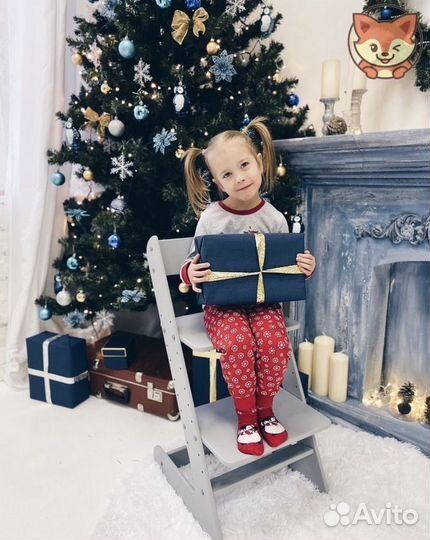 Растущий серый стульчик для детей