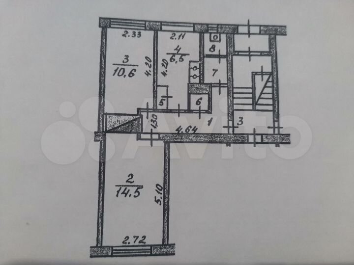 2-к. квартира, 43 м², 1/2 эт.