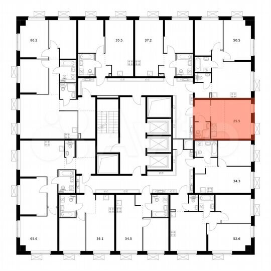 Квартира-студия, 25,5 м², 19/20 эт.