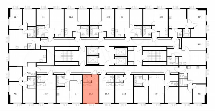 Квартира-студия, 19,9 м², 15/33 эт.