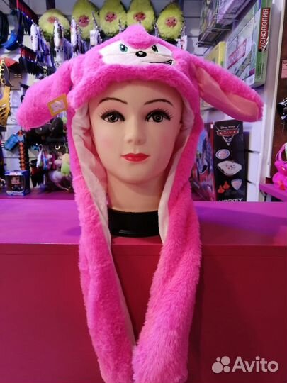 Шапка Соник с ушами светящаяся / Соник Розовый