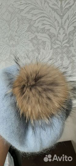 Берет женский ангора с варежками