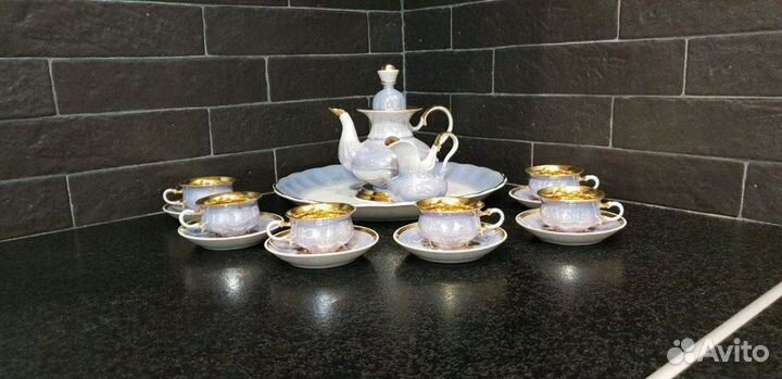 Чайный (кофейный) сервиз в голубом цвете