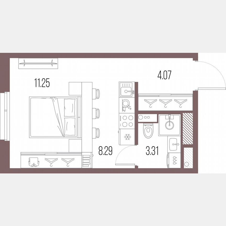 Квартира-студия, 26,6 м², 9/10 эт.