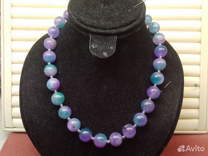 Бусы тонированный агат