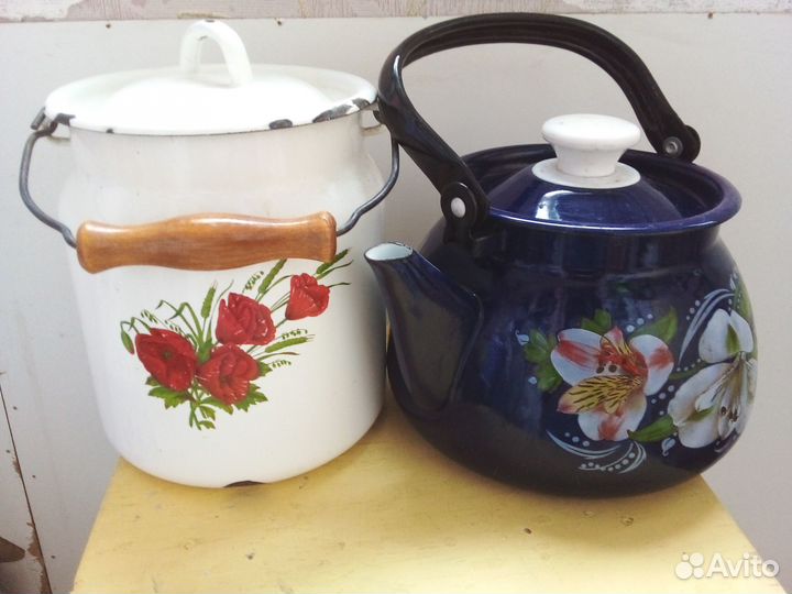 Чай с молоком. Бидон и чайник СССР роспись