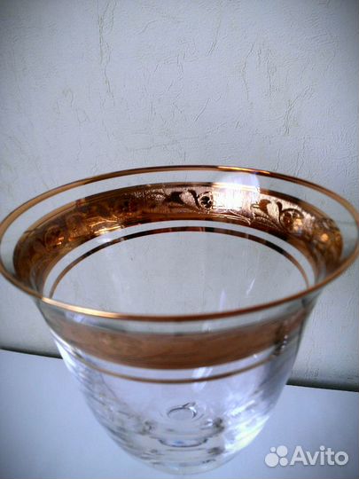 Богемское стекло с золотом для шампанского