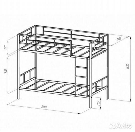 Двухъярусная металлическая кровать