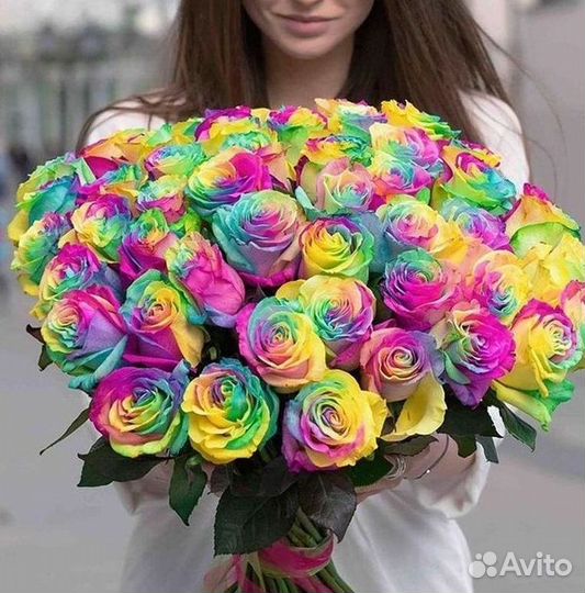 Радужные розы Букеты с доставкой