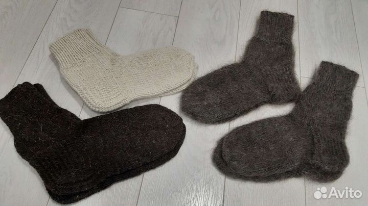 Носки вязаные ручной работы (шерсть, пух, из собач