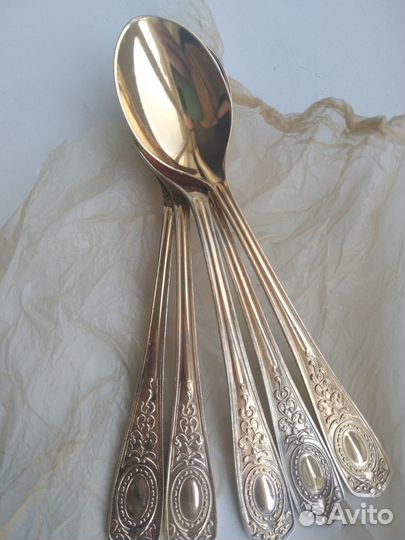 Ложки чайные с двойным покрытием серебро золото