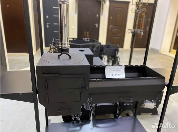 Мангал с печью под казан и крышей