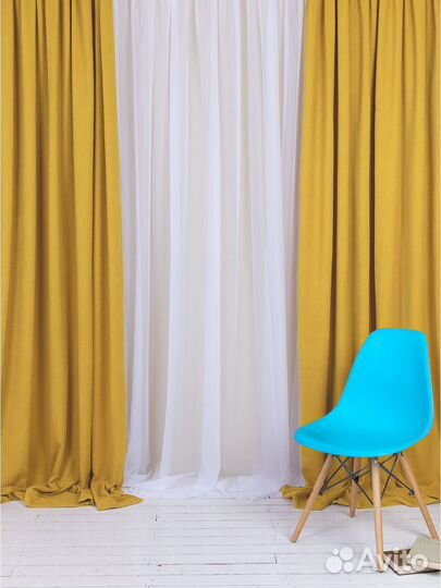 Шторы канвас желтые новые комплект