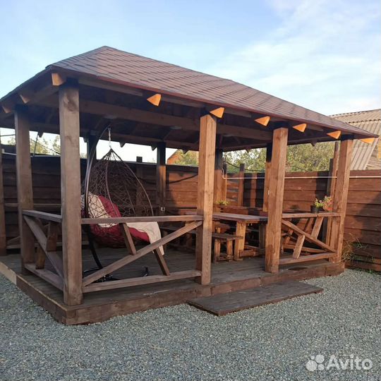 Аренда беседки с мангалом и детской площадкой