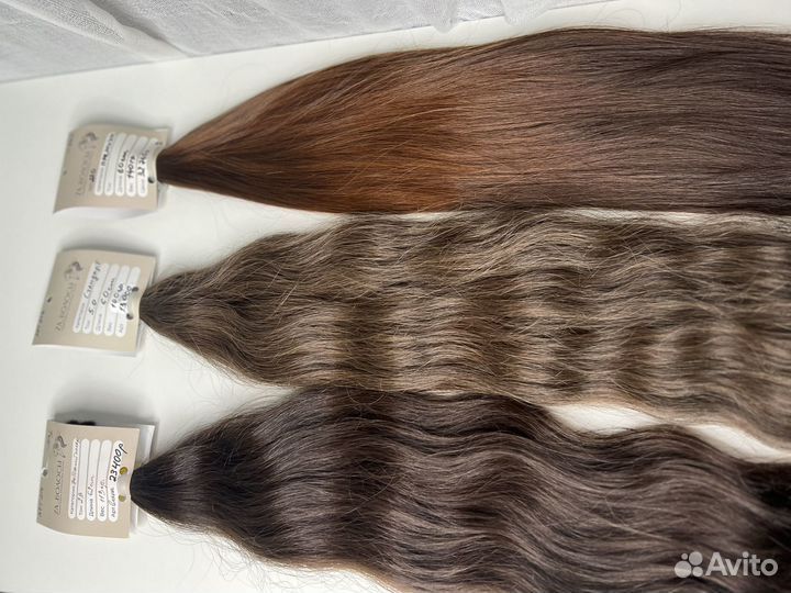Натуральные волосы для наращивания 57 см 125 рыжий