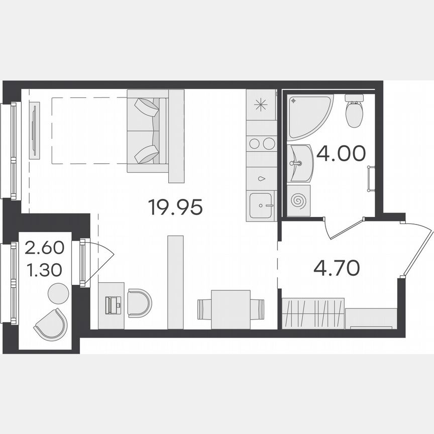 Квартира-студия, 30 м², 7/15 эт.