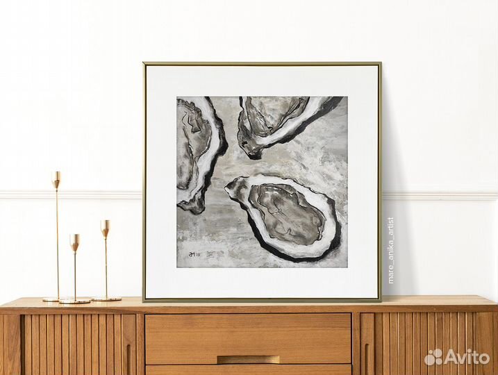 Авторская интерьерная картина «Устрицы. Трио»